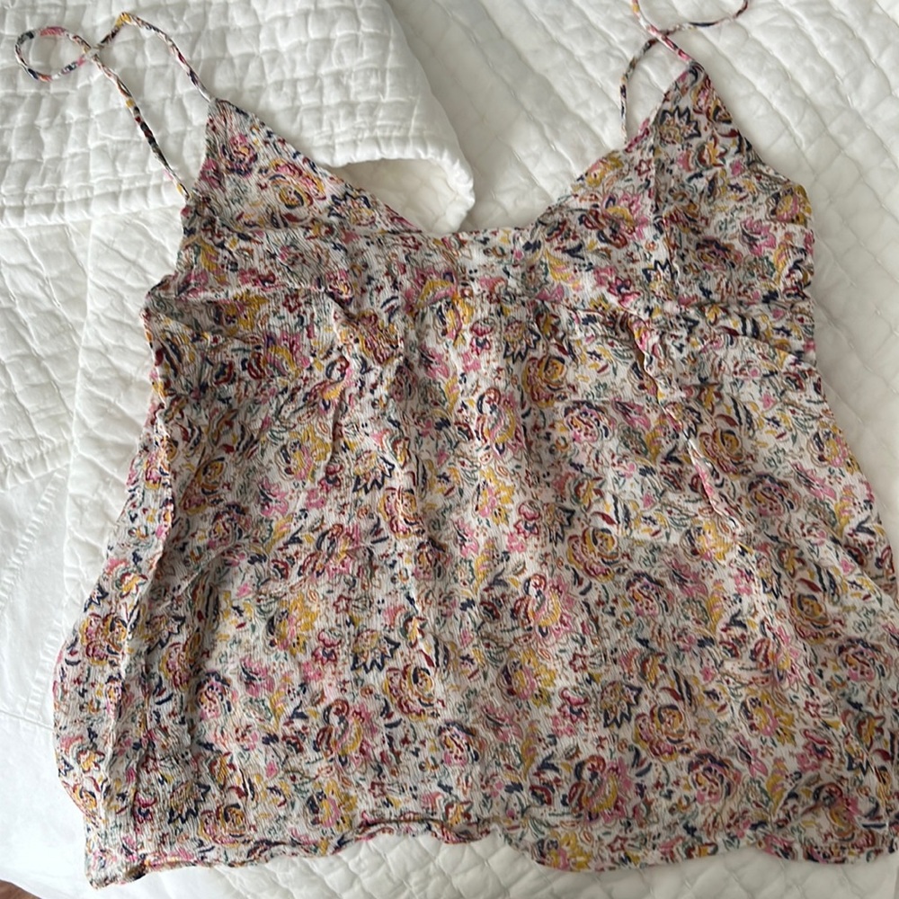 ba&sh cropped top silk floral